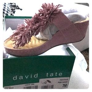 Never been worn pink suede sandals! So cute!!!